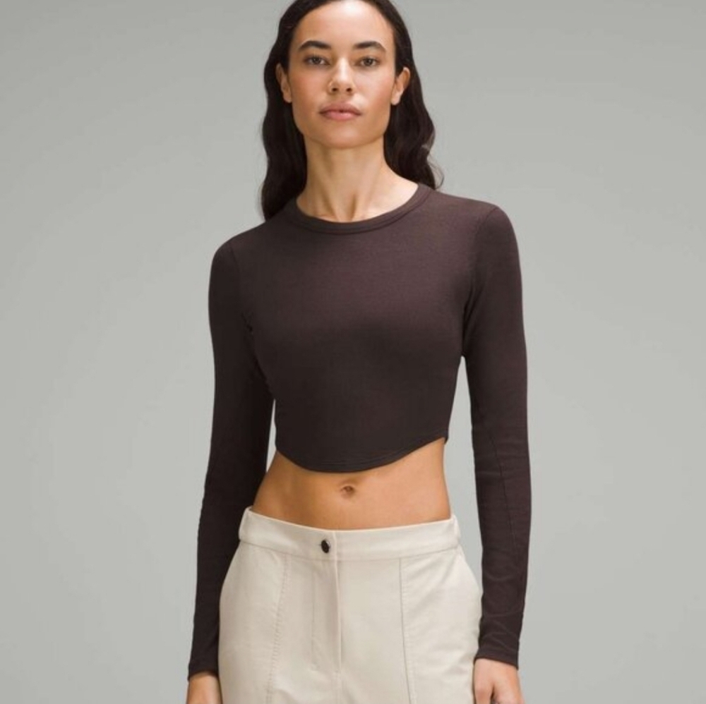 Lululemon Brown Long Sleeve Crop Top
